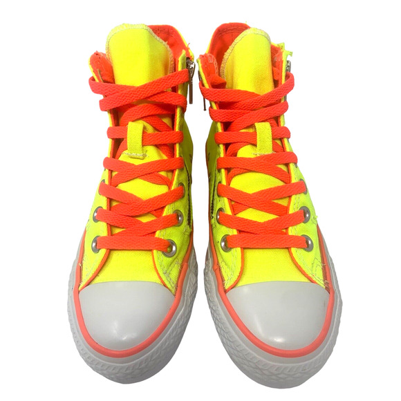 Converse All Star Chuck Taylor Double Zip Hi Top Neon Yellow 3Y 140189C - Picture 2 of 6
